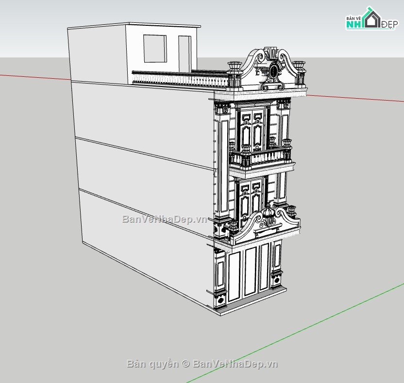 nhà phố 3 tầng,su nhà phố,sketchup nhà phố,sketchup nhà phố 3 tầng,su nhà phố 3 tầng