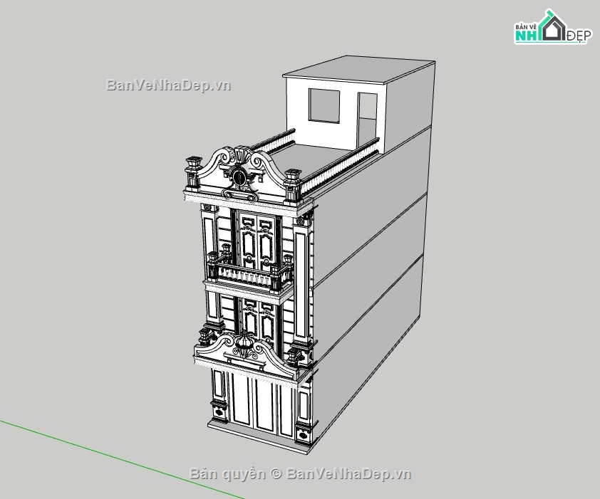 nhà phố 3 tầng,su nhà phố,sketchup nhà phố,sketchup nhà phố 3 tầng,su nhà phố 3 tầng