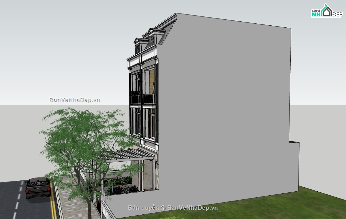nhà phố 3 tầng file su,model su nhà phố 3 tầng,file sketchup nhà phố 3 tầng,sketchup nhà phố 3 tầng
