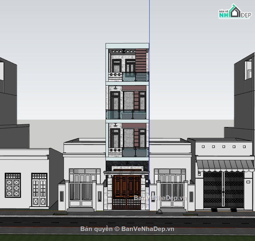 nhà phố 4 tầng file su,nhà phố dựng file sketchup,sketchup nhà phố 4 tầng,model su nhà phố 4 tầng,nhà phố 4 tầng 4x14m