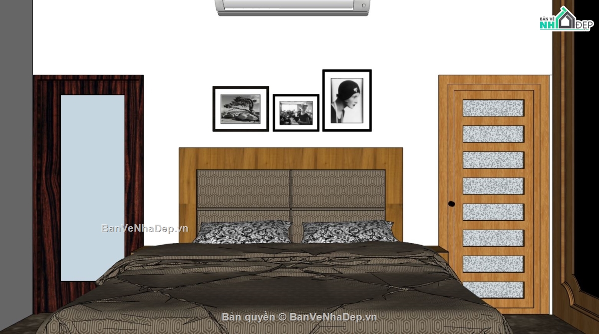 nội thất phòng ngủ,sketchup nội thất phòng ngủ,dựng phòng ngủ 3d