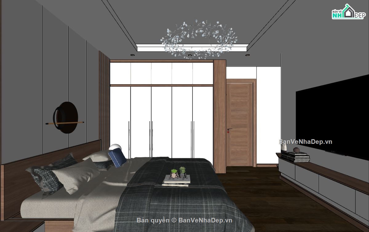 sketchup nội thất phòng ngủ,3d su phòng ngủ,thiết kế nội thất phòng ngủ,mẫu nội thất phòng ngủ