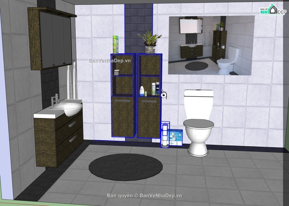 sketchup nội thất,model su nội thất phòng tắm,sketchup phòng tắm