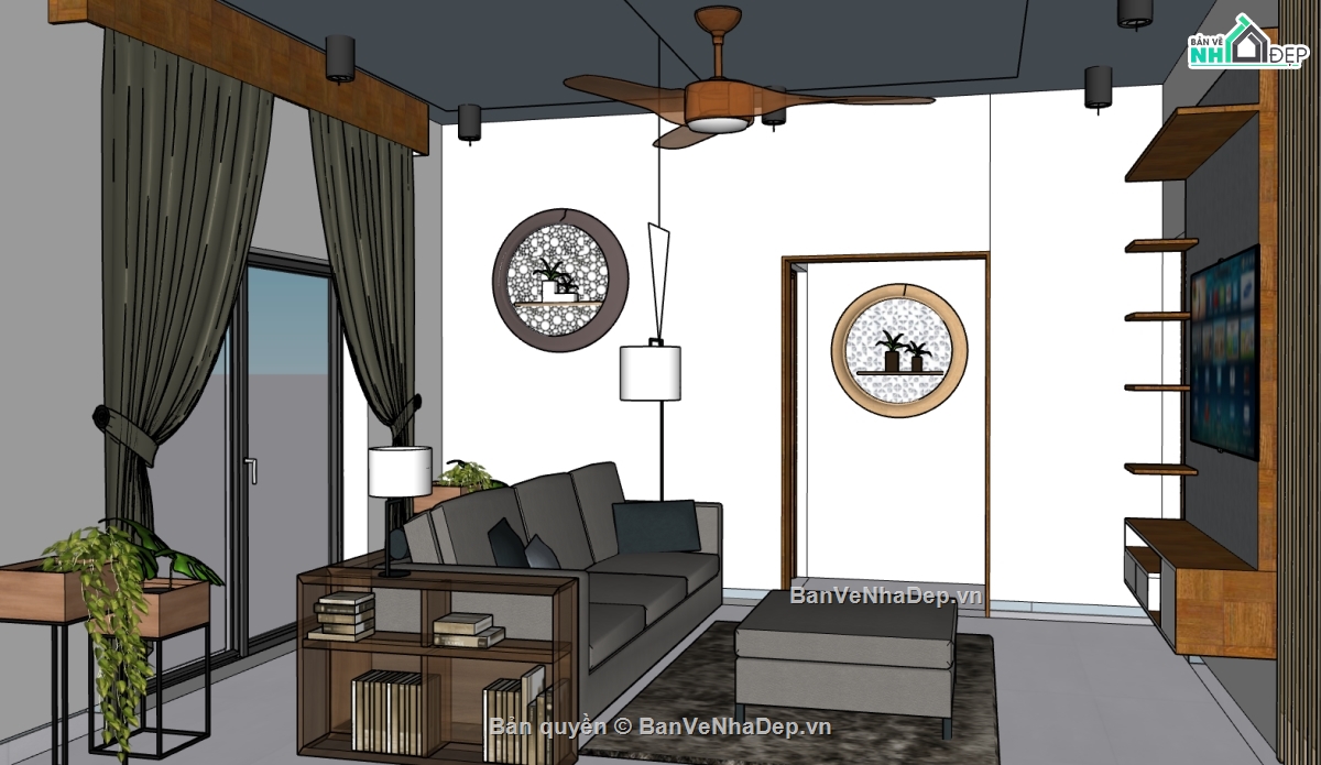 phòng khách đẹp,su phòng khách,sketchup phòng khách