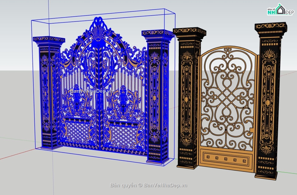 cổng đẹp,thiết kế mẫu cổng đẹp,cổng sketchup