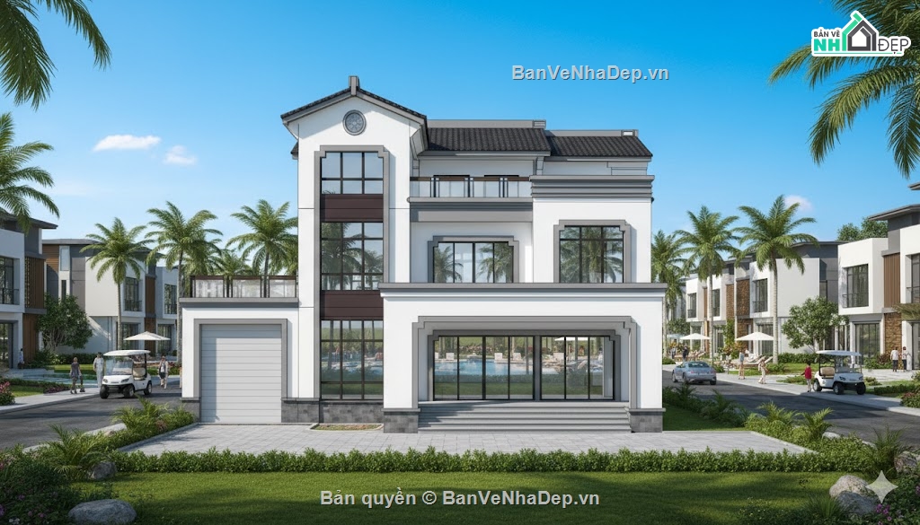 File sketchup Villa nghỉ dưỡng 3 tầng,Biệt thự nghỉ dưỡng 3 tầng,Model sketchup biệt thự nghỉ dưỡng,Mẫu biệt thự nghỉ dưỡng