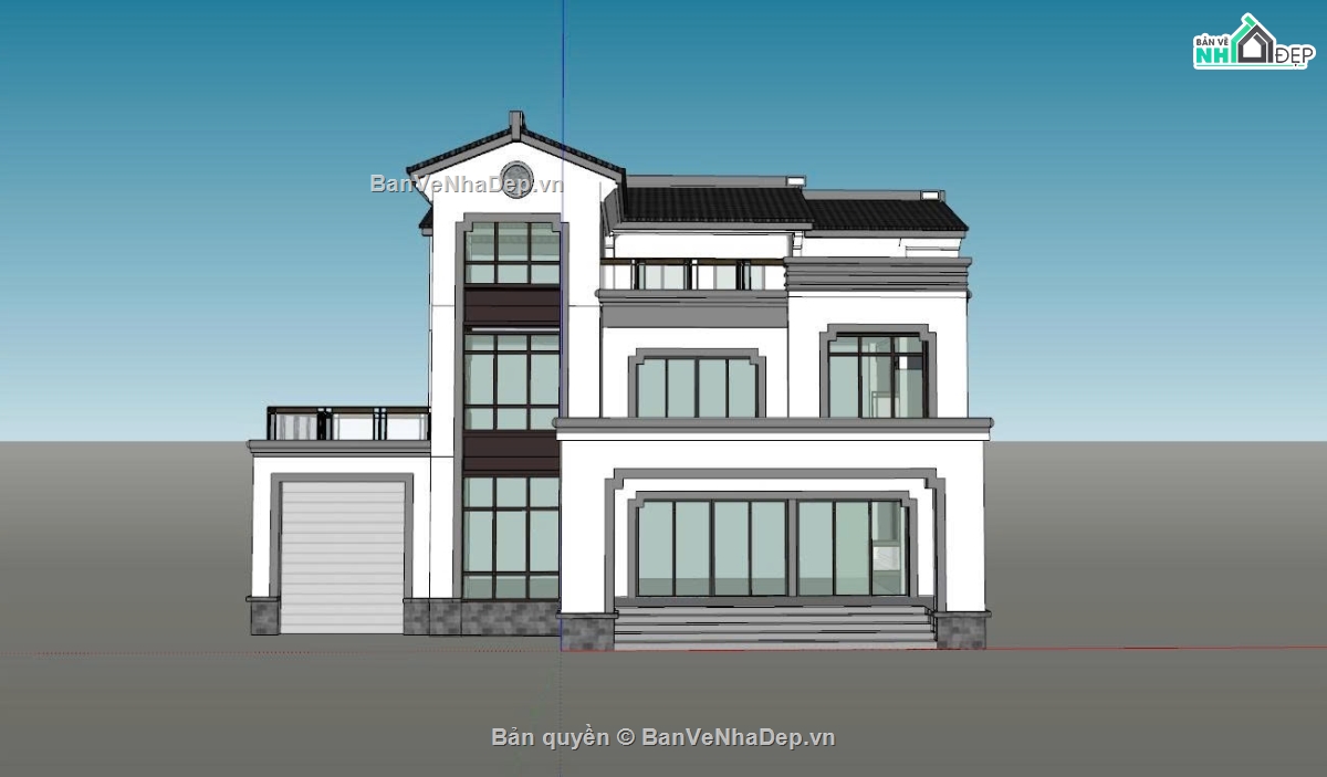 File sketchup Villa nghỉ dưỡng 3 tầng,Biệt thự nghỉ dưỡng 3 tầng,Model sketchup biệt thự nghỉ dưỡng,Mẫu biệt thự nghỉ dưỡng