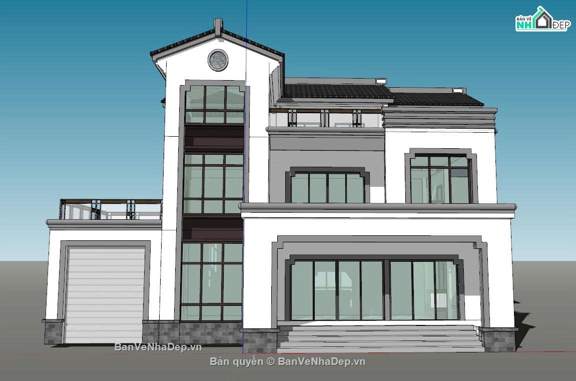 File sketchup Villa nghỉ dưỡng 3 tầng,Biệt thự nghỉ dưỡng 3 tầng,Model sketchup biệt thự nghỉ dưỡng,Mẫu biệt thự nghỉ dưỡng
