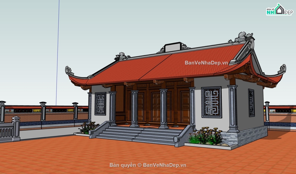 nhà đẹp 3d,File sketchup nhà thờ,thiết kế nhà thờ sketchup