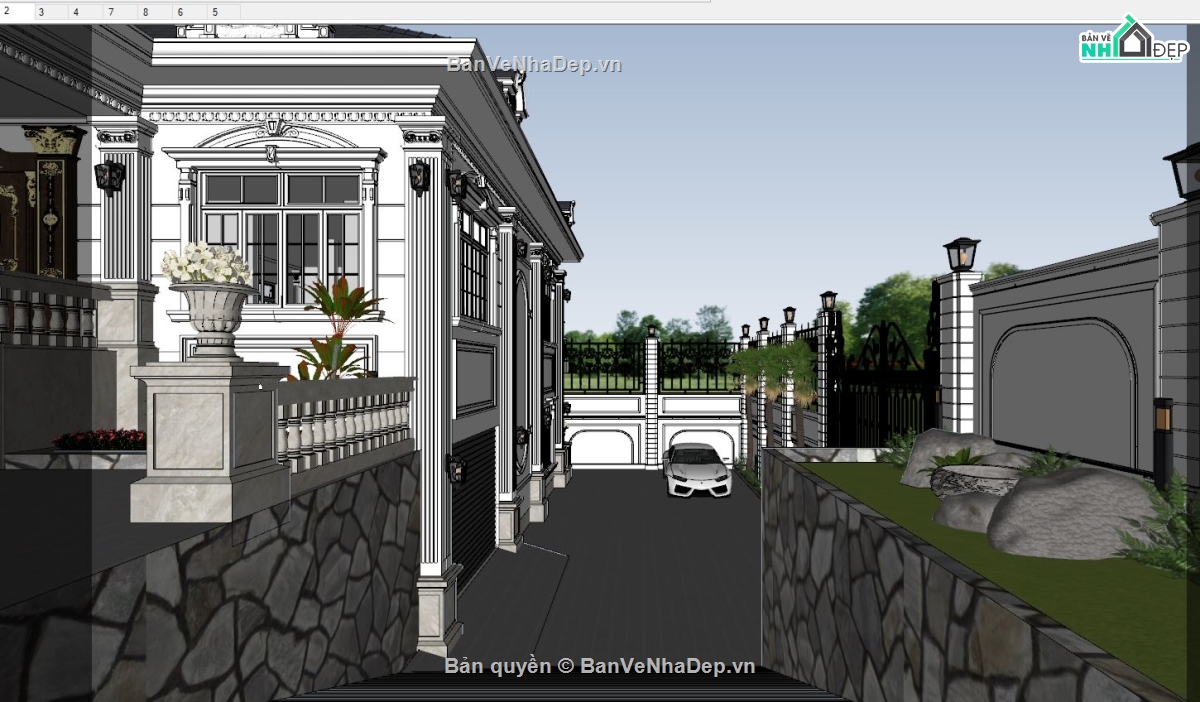 Model 3d sketchup biệt thự,File su biệt thự 2 tầng 11x19m,model su biệt thự 2 tầng,file sketchup biệt thự 2 tầng,mẫu biệt thự 2 tầng sketchup,thiết kế biệt thự 2 tầng sketchup