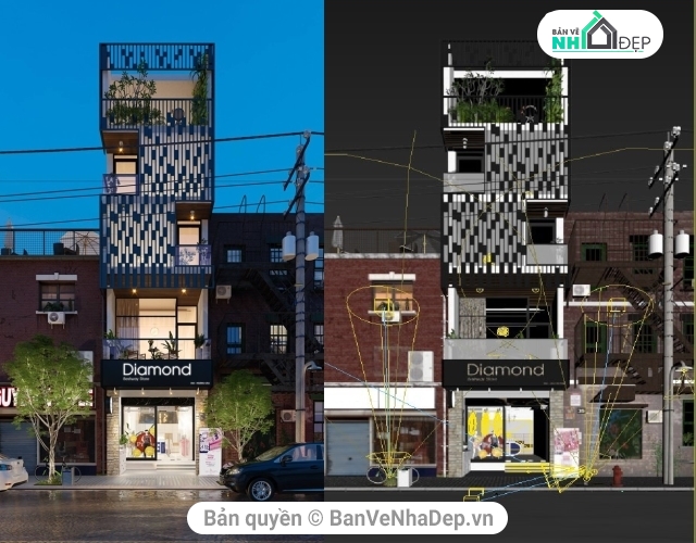 3dsmax tổng hợp 5 mẫu phối cảnh ngoại thất nhà phố hiện đại