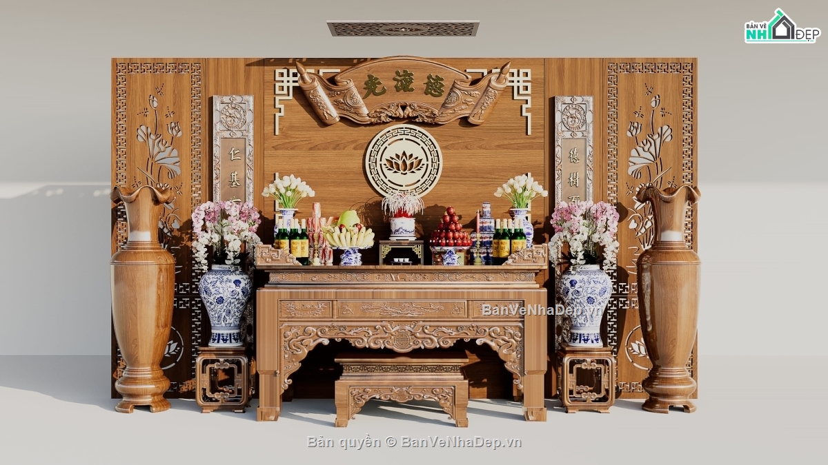 phòng thờ 3dsmax,phòng thờ 3d,thư viện phòng thờ,Model 3d đồ thờ,thiết kế phòng thờ,vách ngăn phòng thờ