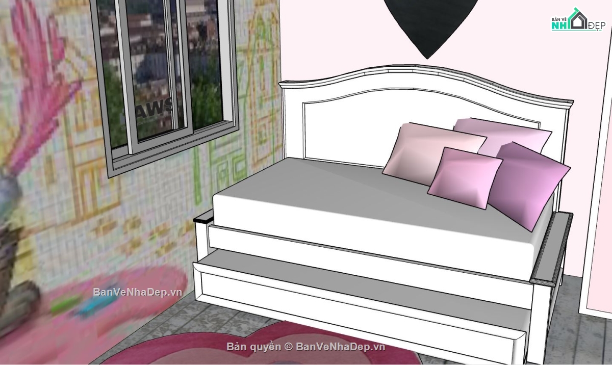 Model phòng ngủ,3d sketchup phòng ngủ,su nội thất phòng ngủ hiện đại,mẫu sketchup phòng ngủ hiện đại