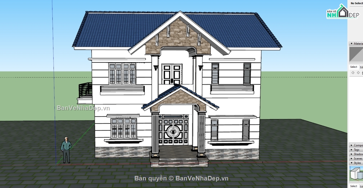 biệt thự,model biệt thự,biệt thự 2 tầng