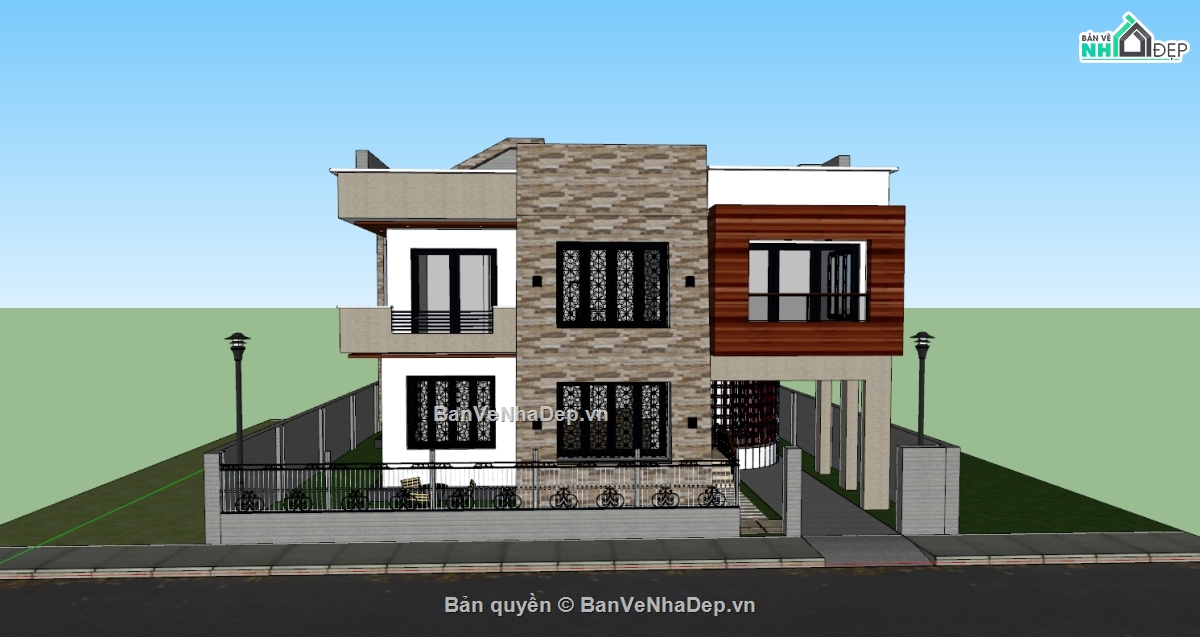 biệt thự,model biệt thự,biệt thự 2 tầng