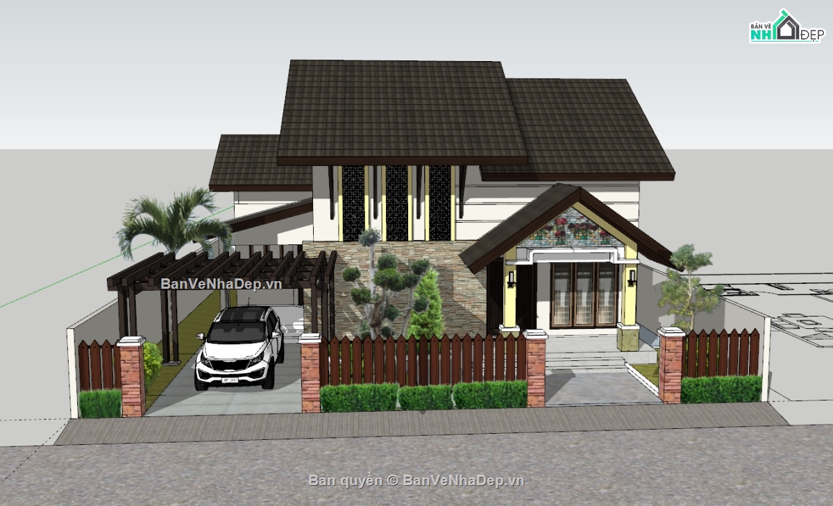 biệt thự,biệt thự 2 tầng,model biệt thự 2 tầng