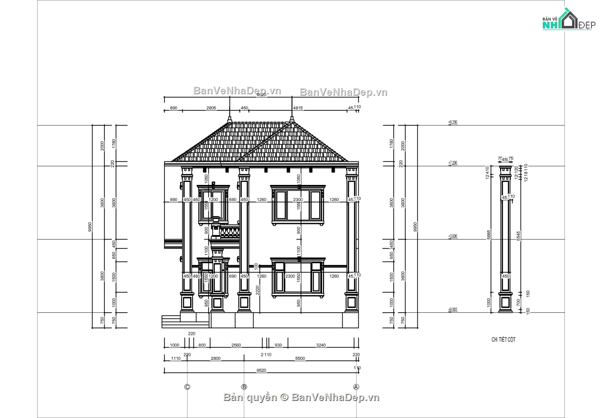 Bộ 4 File Sketchup nhà biệt thự 2 tầng phối cảnh ngoại thất với phong cách kiến trúc tân cổ điển cực kì chất lượng