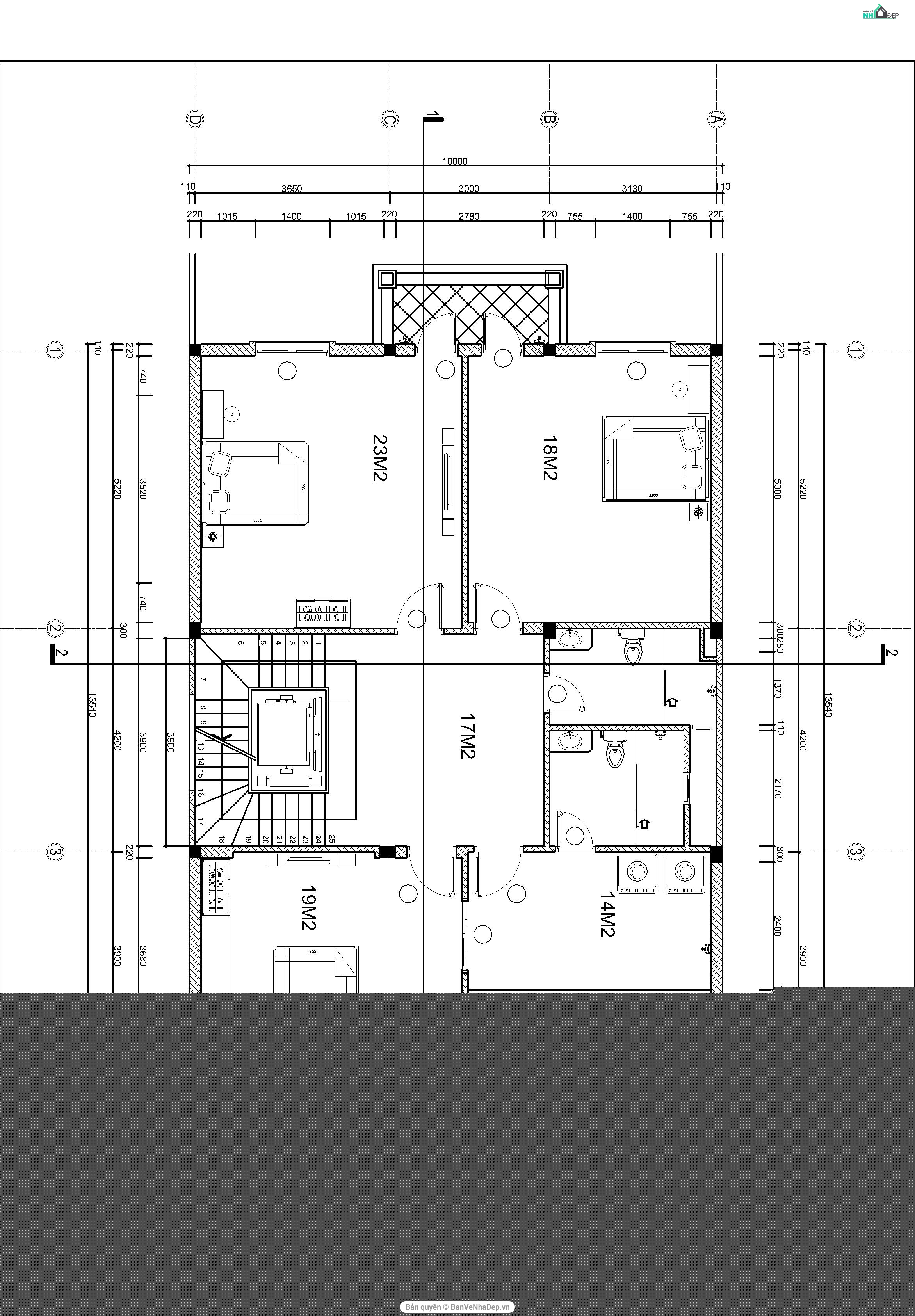 HSTK 10 mẫu thiết kế CAD biệt thự 3 tầng siêu nét