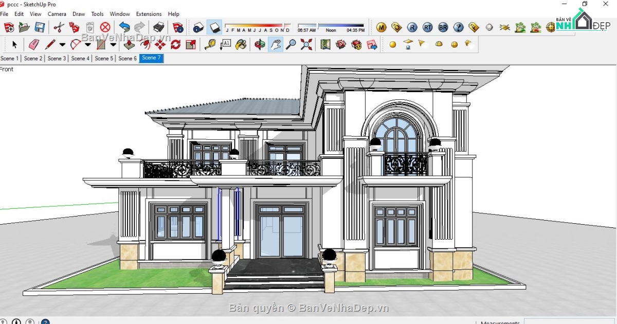 Bộ 4 File Sketchup nhà biệt thự 2 tầng phối cảnh ngoại thất với phong cách kiến trúc tân cổ điển cực kì chất lượng