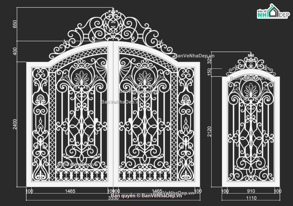 Trọn bộ 10 mẫu bản vẽ thiết kế cổng cắt CNC tuyệt đẹp đồng giá 200k