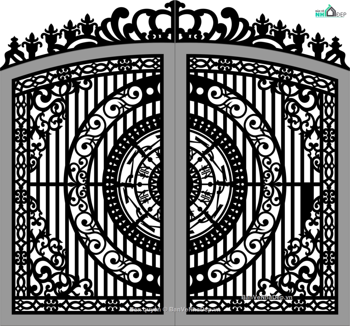 cổng 2 cánh,cổng cnc,cổng dxf