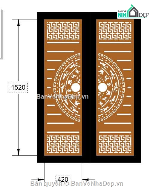 mẫu cổng trống đồng cnc,file cắt cnc cổng 2 cánh,cổng sắt cnc vạn sự như ý
