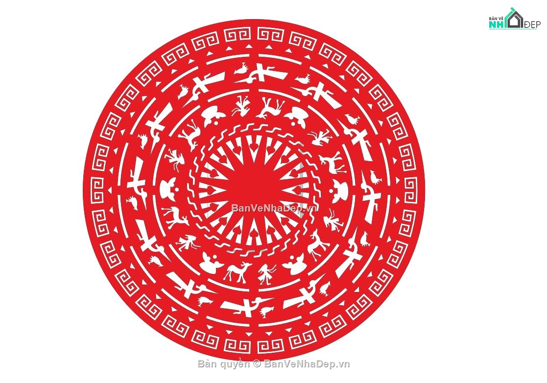 cắt cnc trống đồng,file cnc trống đồng rồng,trống đồng 2d