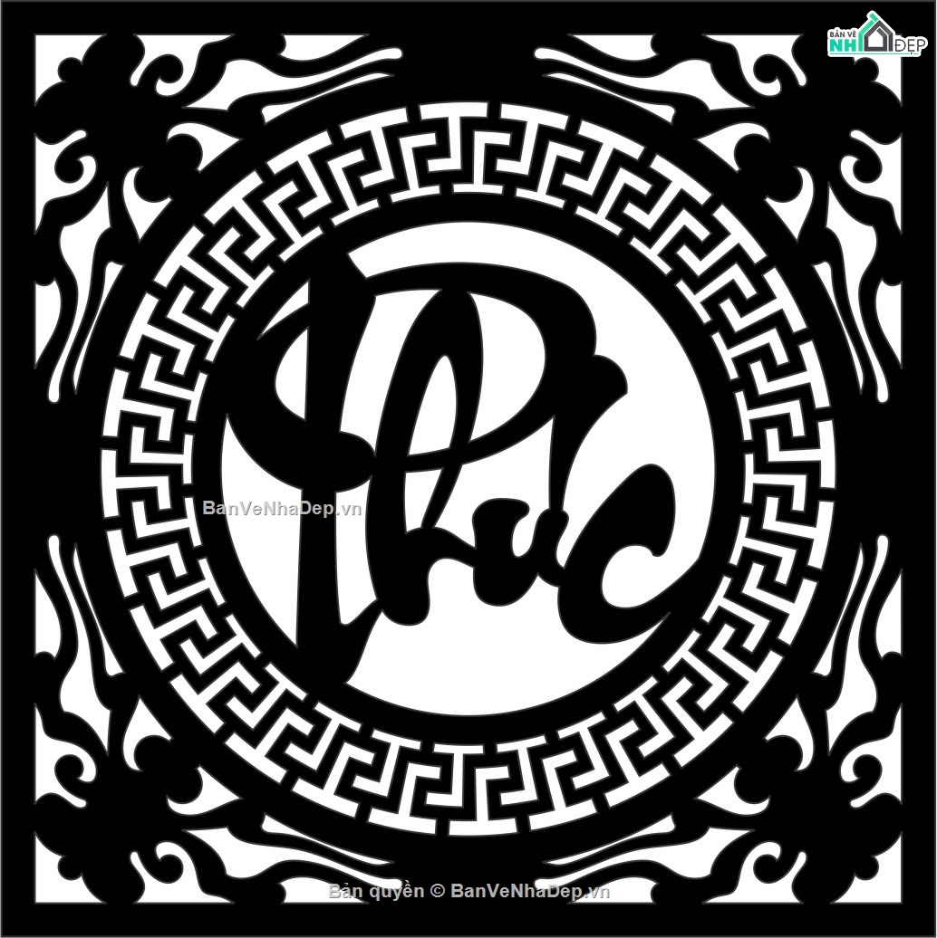 cnc chữ phúc,File dxf chữ cnc,mẫu chữ phúc cắt cnc