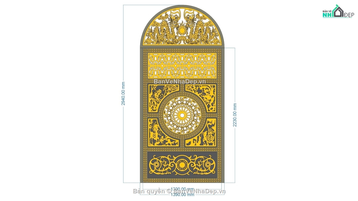 File dxf cổng cnc,cổng 1 cánh,cổng tứ linh