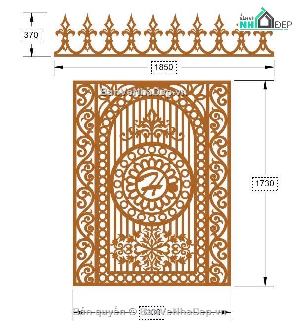 cổng 1 cánh,cổng cnc,chông cnc
