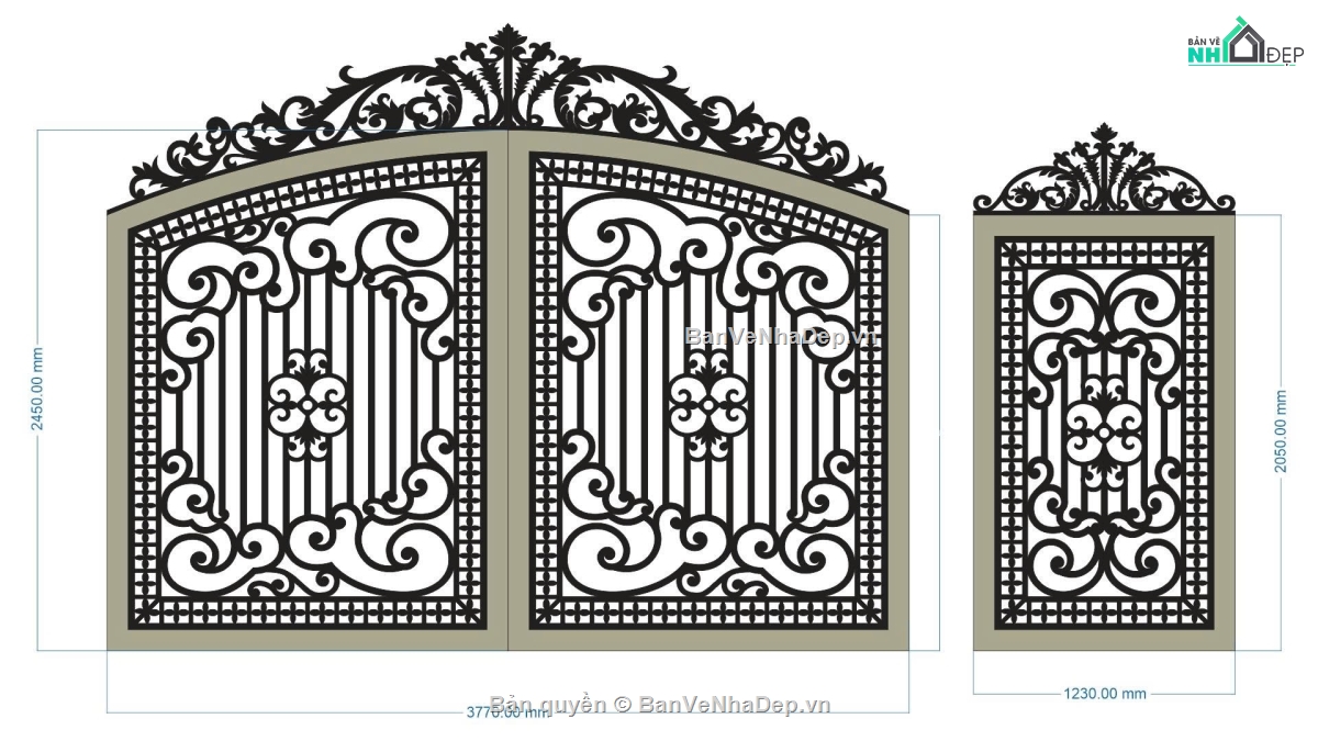 File cổng 2 cánh cnc,cổng phụ cnc,cnc 2 cánh
