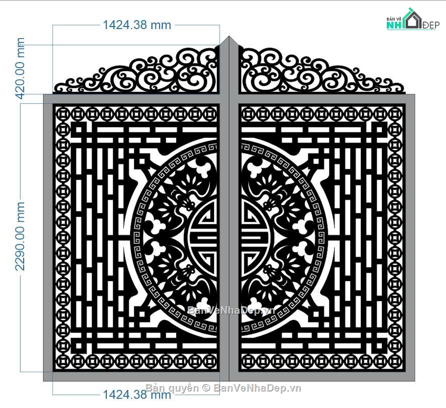 cn cổng 2 cánh,File cổng 2 cánh cnc,cổng sắt