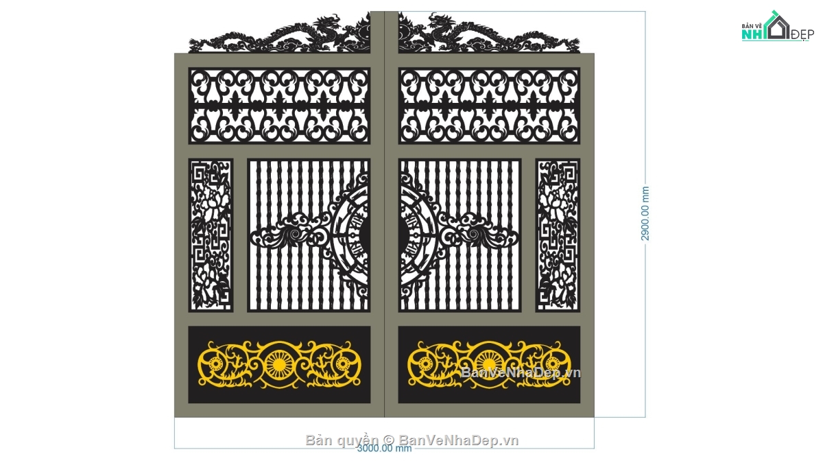 cổng 2 cánh lóc rồng,file cnc cổng 2 cánh lóc rồng,mẫu cnc cổng 2 cánh lóc rồng