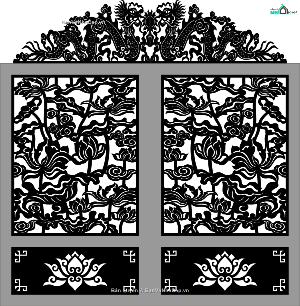 File cổng 2 cánh cnc,cổng sen,cổng dxf