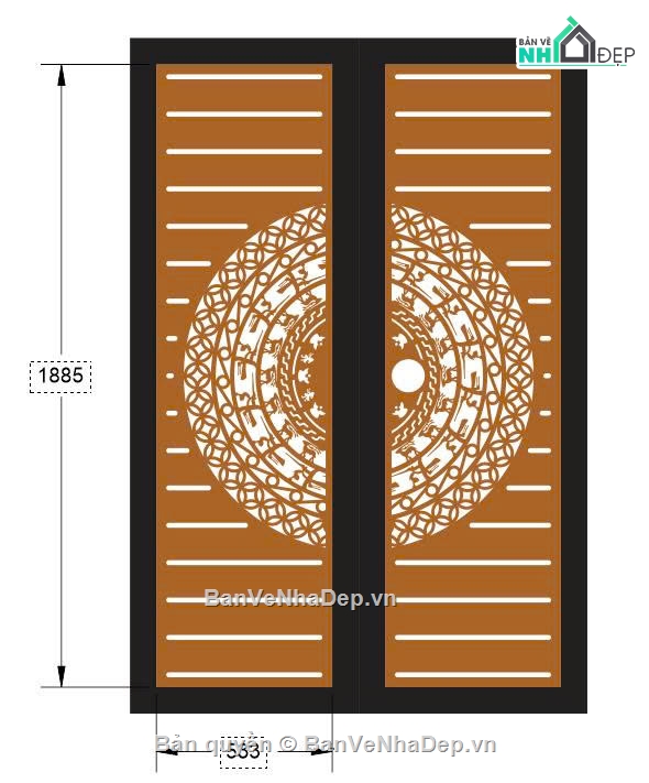 cổng trống đồng cnc,File cổng 2 cánh cnc,cổng trống đồng