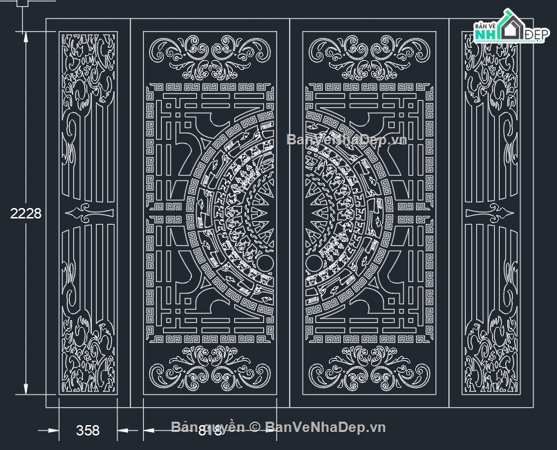 cổng 2 cánh cnc,file cnc cổng 2 cánh,mẫu cnc cổng 2 cánh