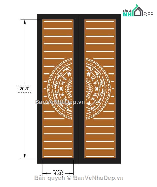 cổng trống đồng cnc,File cổng 2 cánh cnc,cổng trống đồng