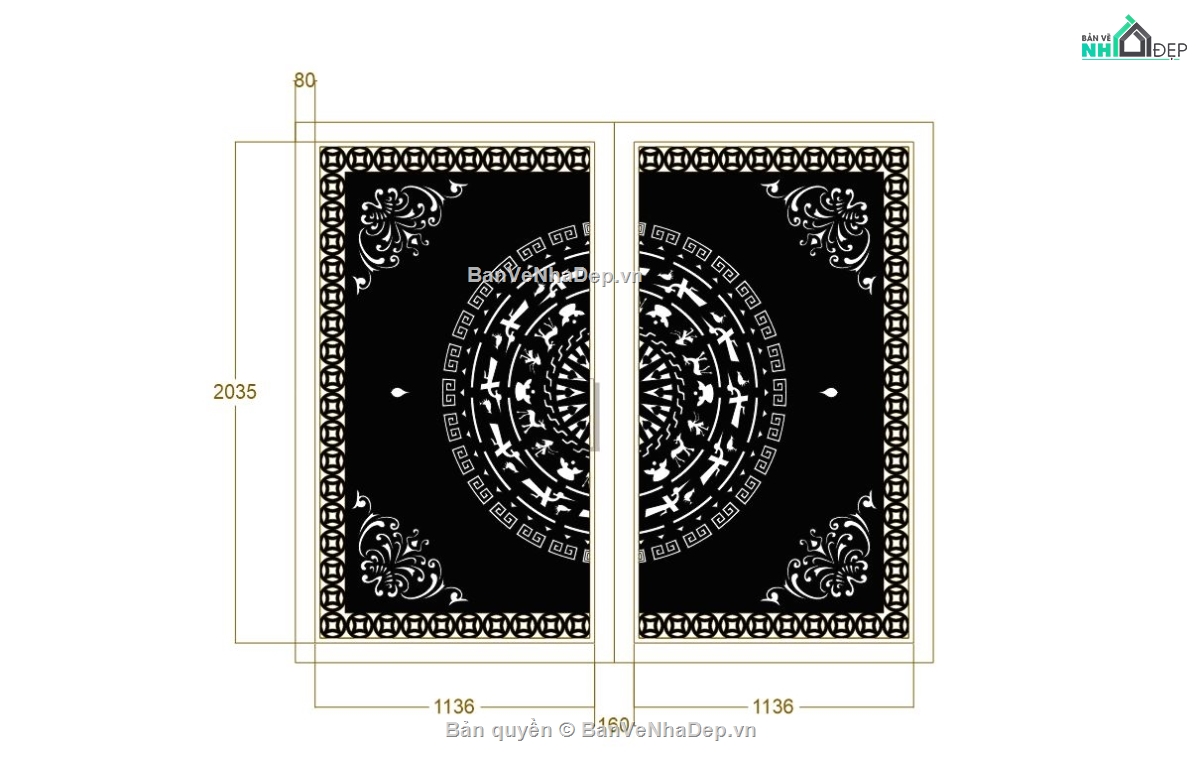cánh cổng đẹp,cổng cnc đẹp,cổng đẹp trống đồng