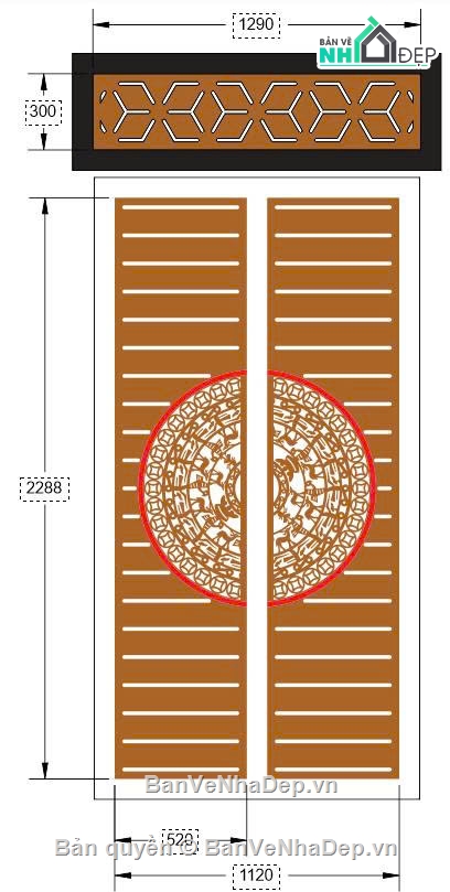 cổng trống đồng cnc,File cổng 2 cánh cnc,cổng trống đồng