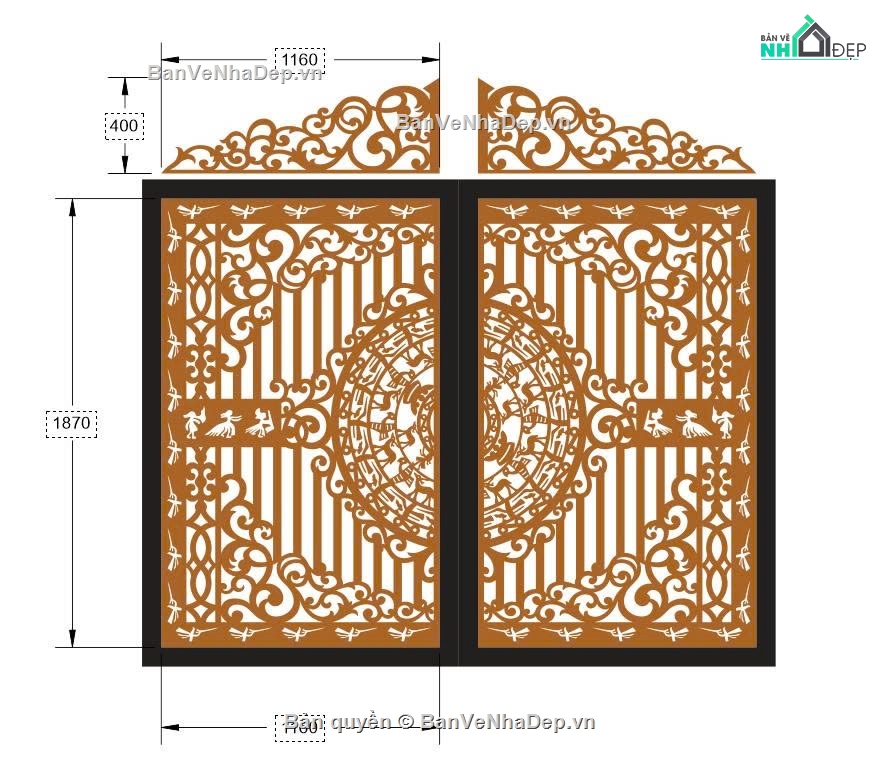 File cổng 2 cánh cnc,cổng cnc,file cổng dxf đẹp