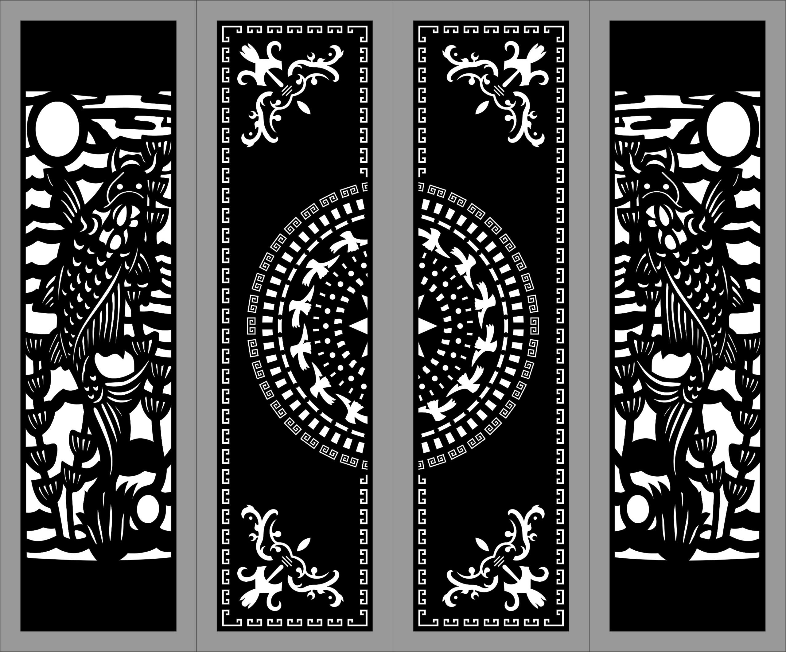 cá chép,cổng đẹp 4 cánh cá chép,cổng cnc cá chép đẹp,cổng cnc đẹp