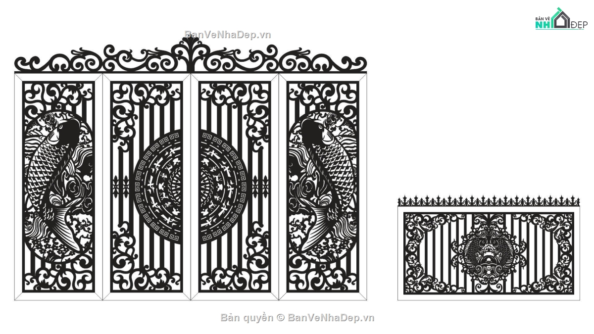 cá chép cnc,cổng 4 cánh cnc,cổng rào,hàng rào