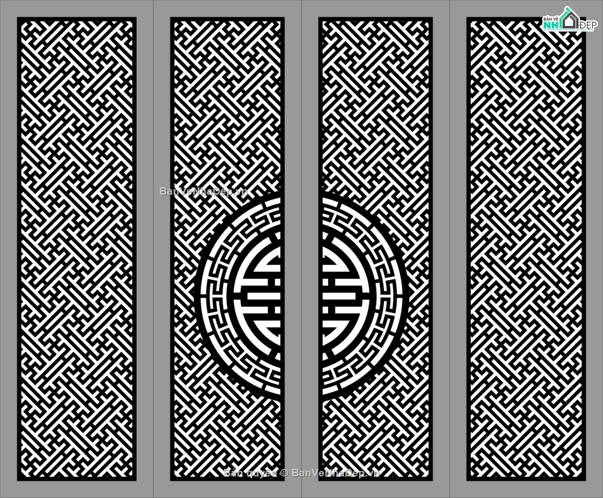 cổng đẹp 4 cánh,4 cánh chữ thọ,cổng 4 cánh chữ thọ