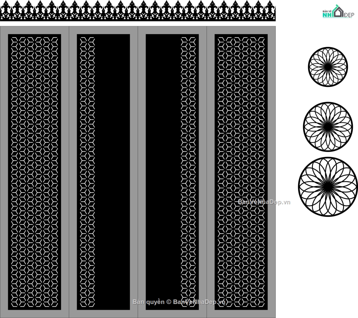 File hoa văn,hoa văn cổng,file dxf chông cnc,mãu cổng 4 cánh cnc