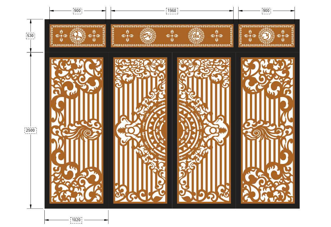 File cổng 4 cánh,cổng 4 cánh cnc,ô thoáng,chông