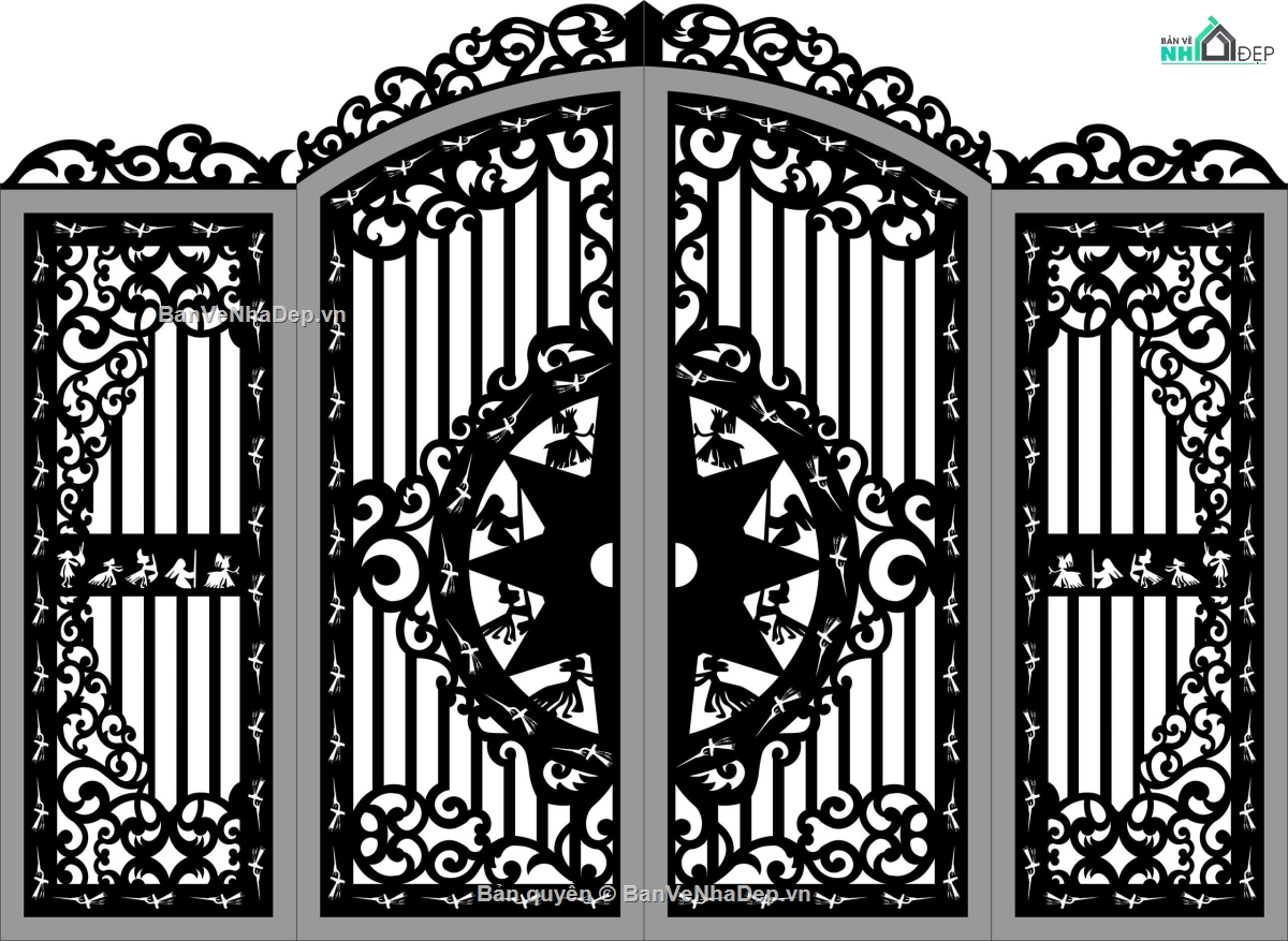 File cổng 4 cánh,cổng 4 cánh cnc,File cnc cổng 4 cánh