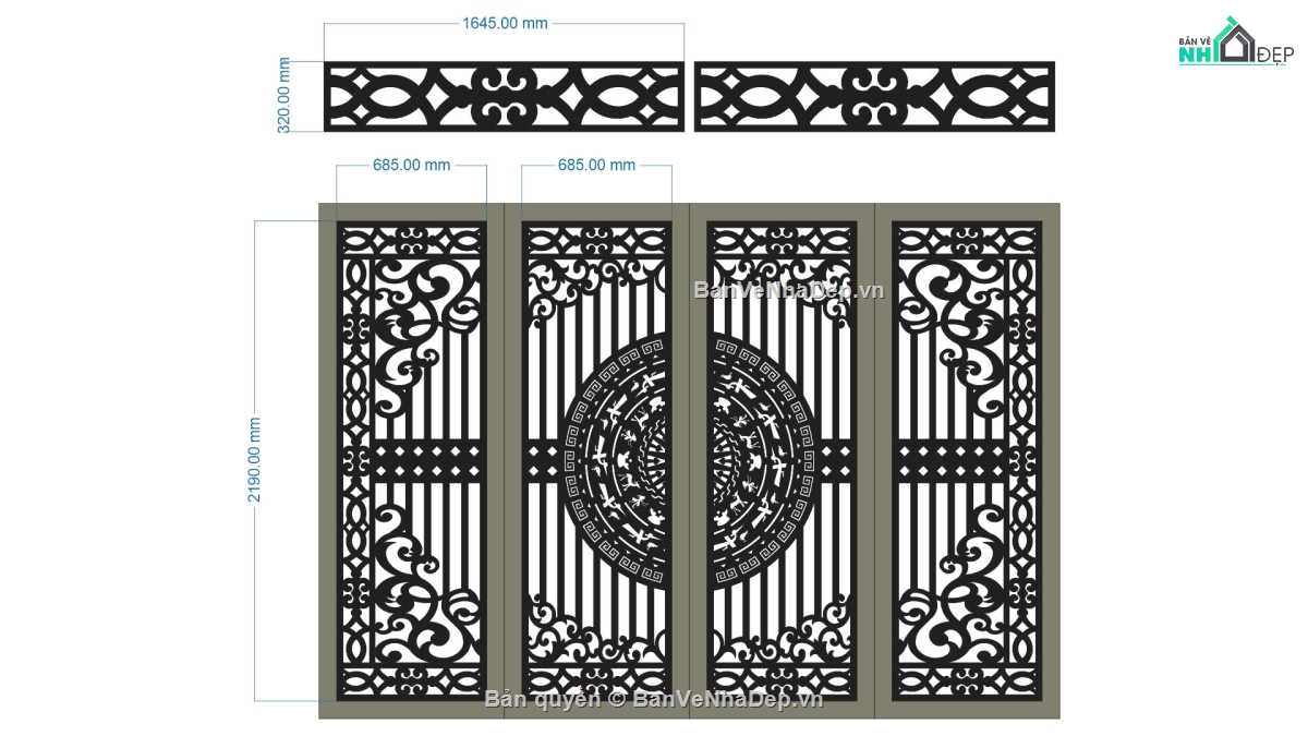 cổng đẹp 4 cánh,file cnc cổng 4 cánh,mẫu cổng 4 cánh,file cổng 4 cánh