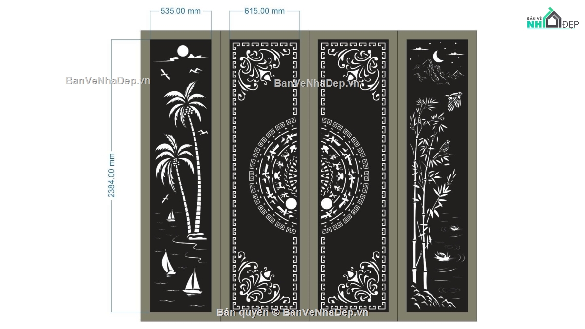 cổng 4 cánh cnc,cổng trống đồng cnc,File cổng 4 cánh