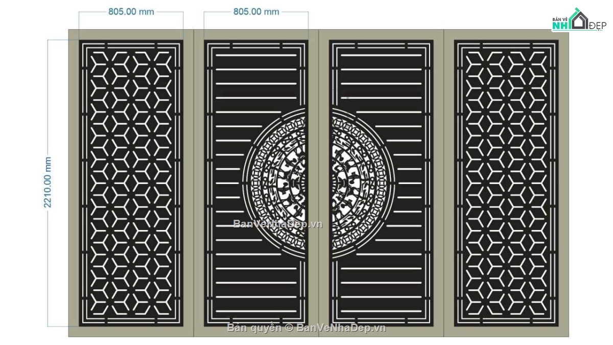 cổng 4 cánh cnc,File cổng 4 cánh,cổng dxf,cnc 4 cánh