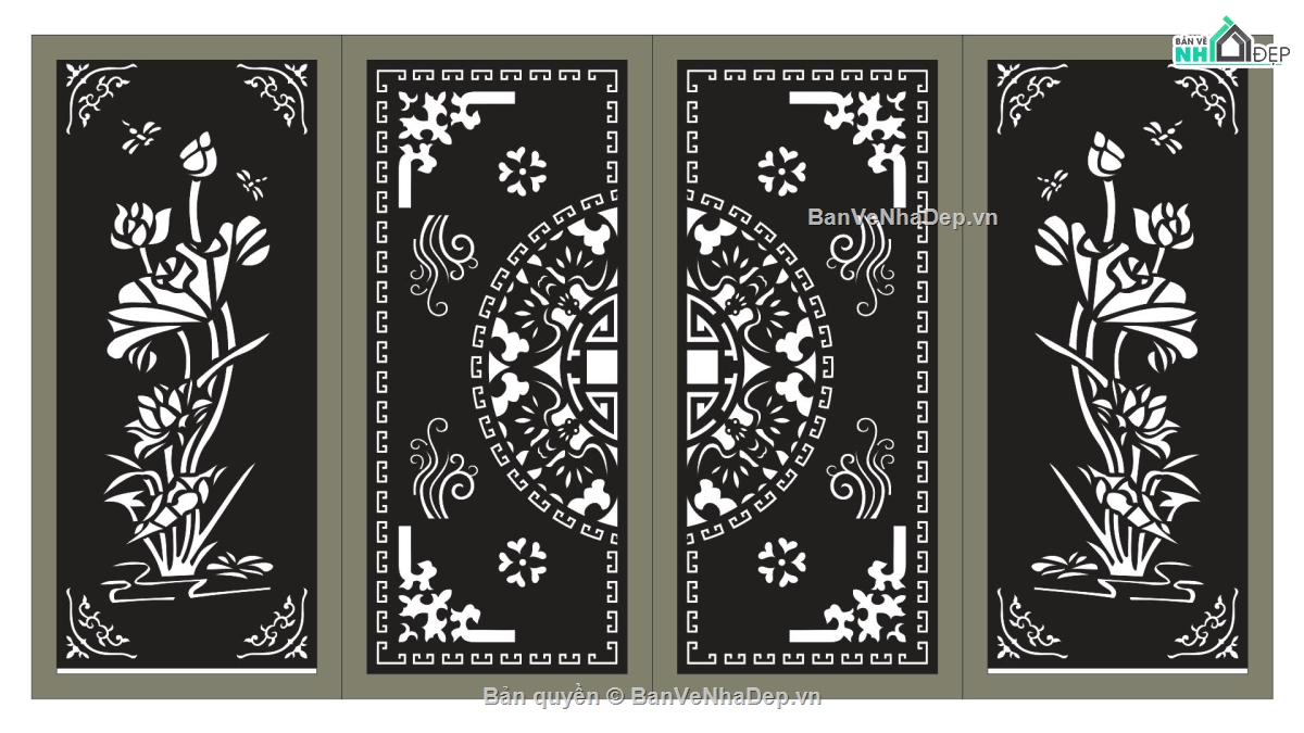 cổng 4 cánh cnc,file cnc cổng 4 cánh,mẫu cổng 4 cánh hoa sen